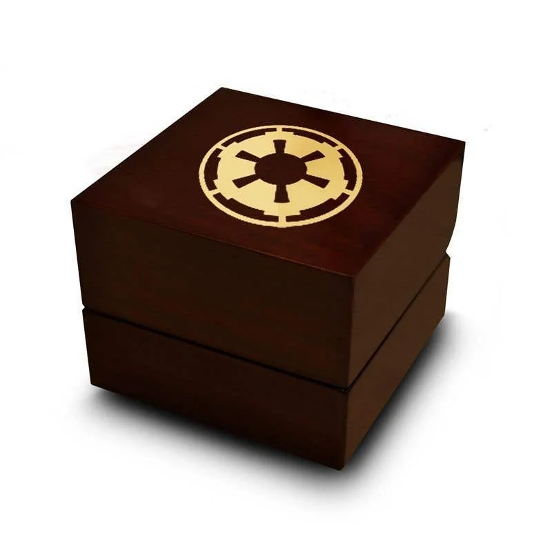 Knotted edge rings-Star Wars Sith Imperial Star Symbol Engraved Wood Ring Box Chocolate Dark Wood Personalized Wooden Wedding Ring Box