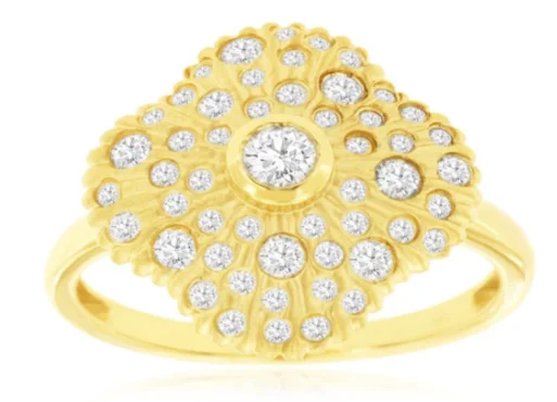 Angled shank rings-14 Karat Yellow Women's Diamond Fashion Ring