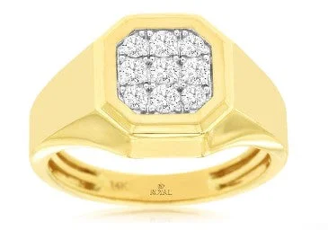 Stretch open rings-Yellow 14 Karat Contemporary Men's Ring