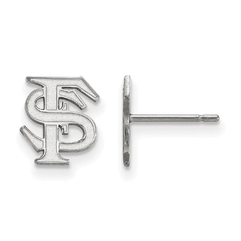 Dual-metal earrings-14k White Gold Florida State University XS (Tiny) 'FS' Post Earrings