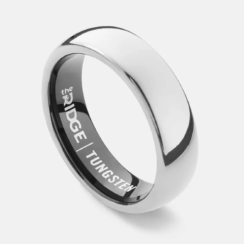 Letter stamp rings-Ridge 6mm Rounded Ring Set - Platinum