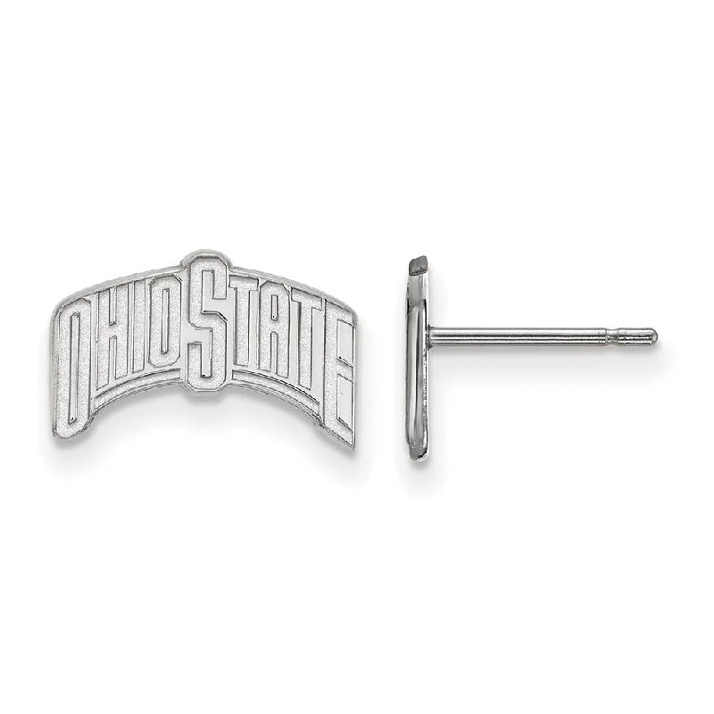 Polished clay earrings-14k White Gold Ohio State University Small Post Earrings