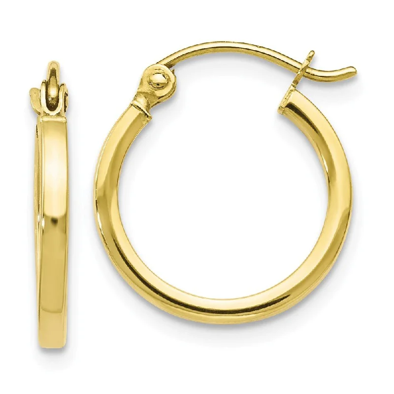 Planetary themed earrings-1.5mm Square Tube Round Hoops in 10k Yellow Gold, 15mm (9/16 Inch)