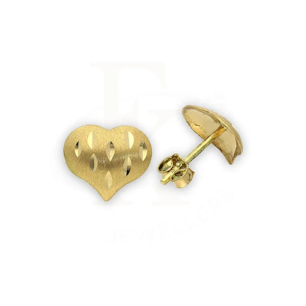 Cord tassel earrings-Gold Heart Shaped Stud Earrings 18KT - FKJERN18K2297