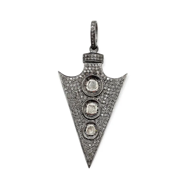 Coiled wire necklaces-Polki Arrowhead Diamond Pendant