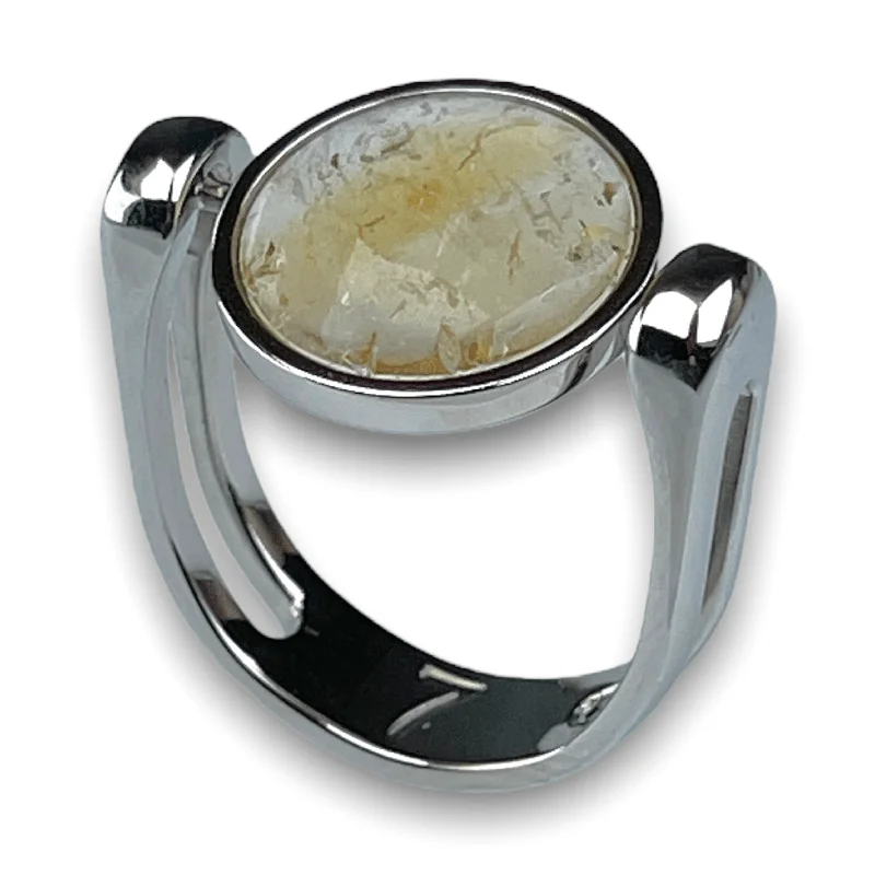 Stamped name rings-Citrine Crystal Fidget Ring