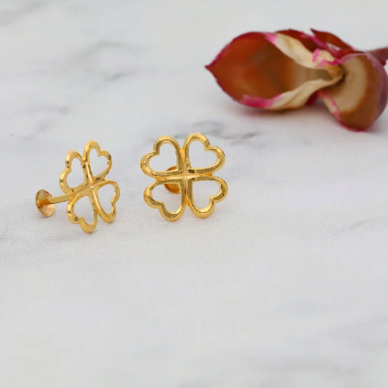 Oversized ring earrings-Gold Clover Leaf Shaped Earrings 21KT - FKJERN21KM9902