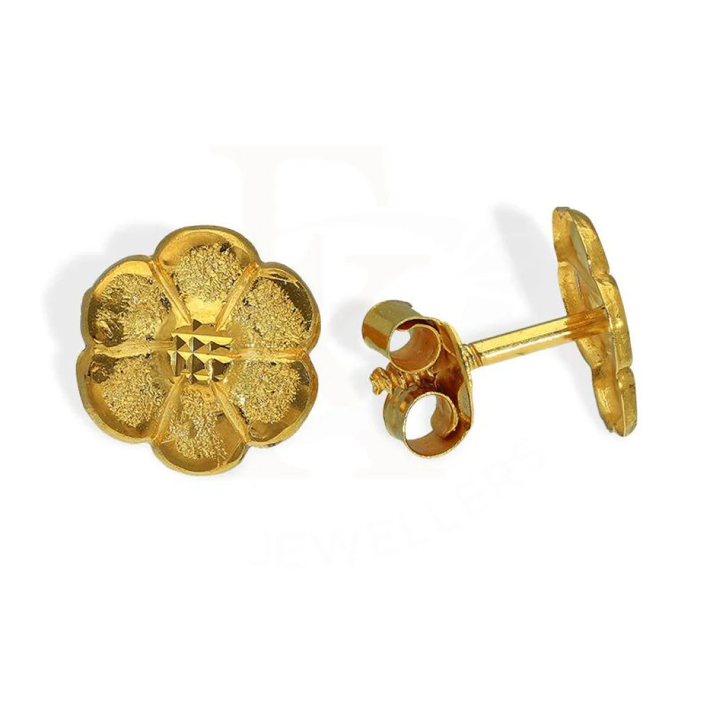 Glazed clay earrings-Gold Flower Stud Earrings 18KT - FKJERN18K2585