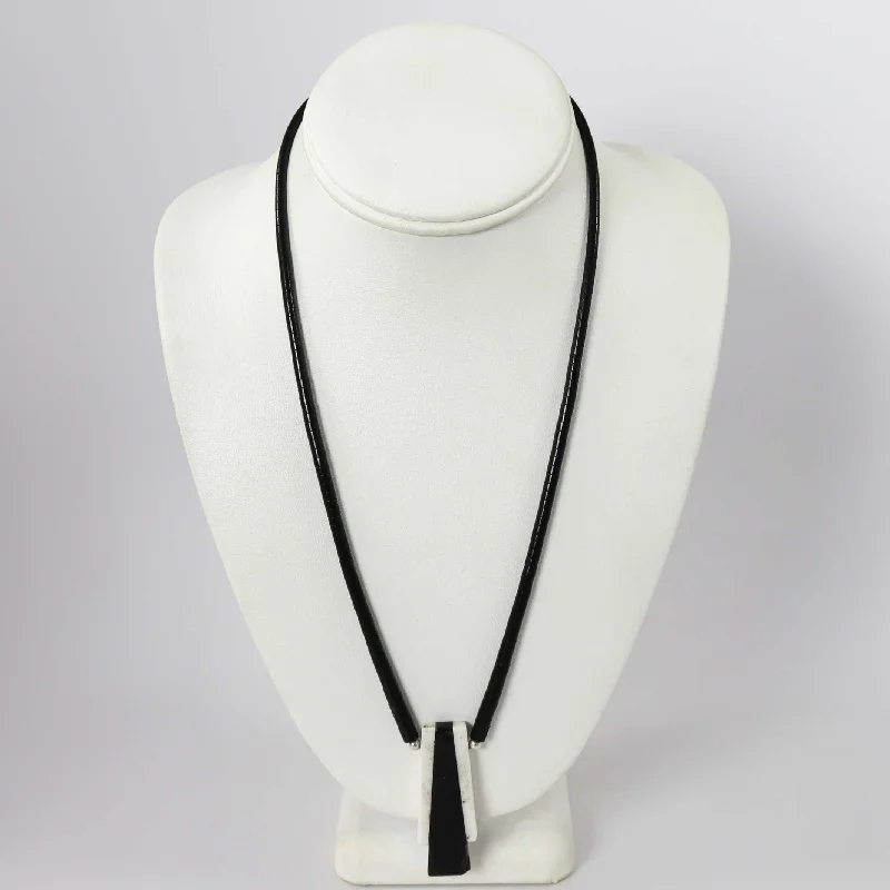 Linked knot necklaces-Jet and Marble Necklace