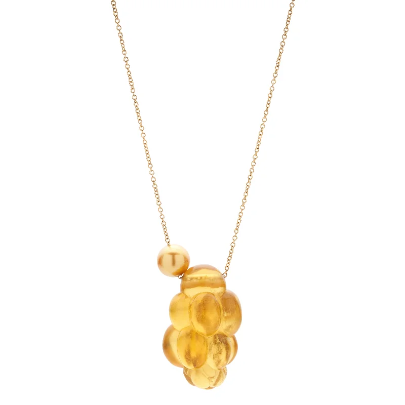 Clean-line necklaces-Christina Odegard 18k Amber Cluster & Pearl Necklace