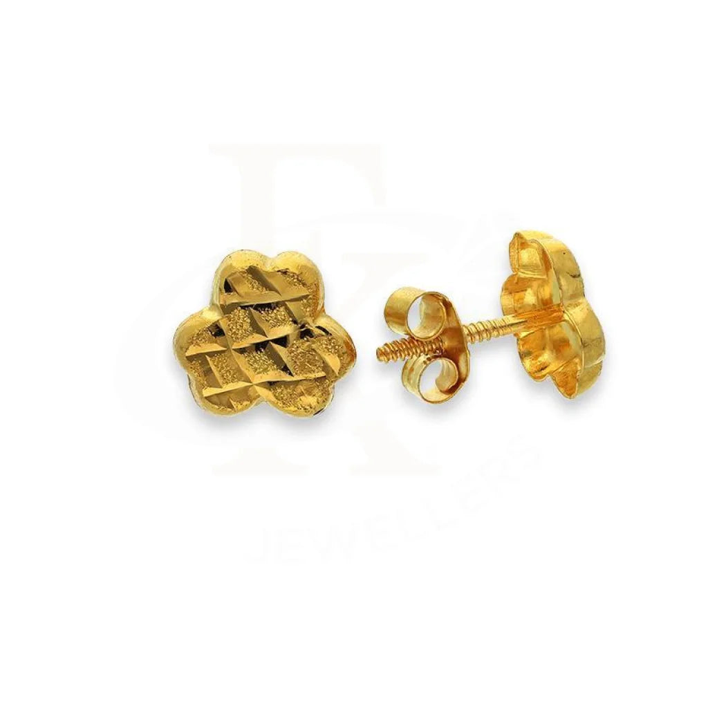 Painted art earrings-Gold Stud Earrings 18KT - FKJERN18K2305