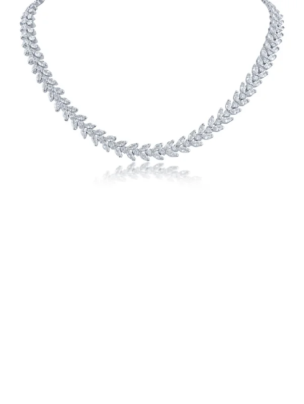 Regency style necklaces-Marquise and Round CZ Necklace