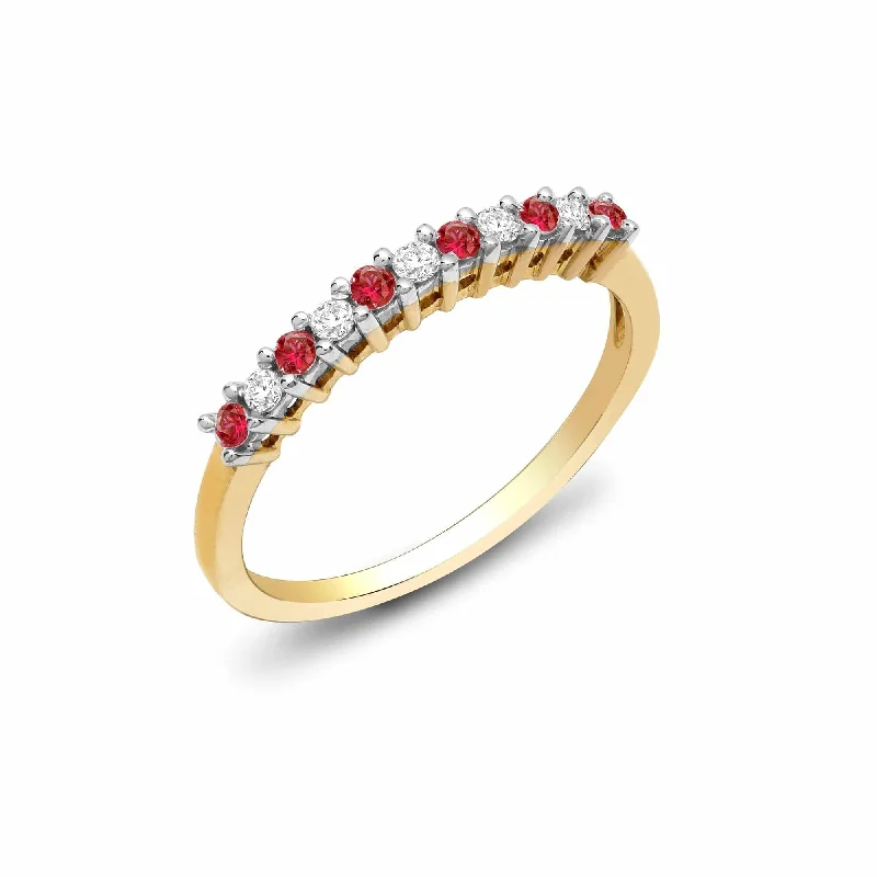 Tourmaline cut rings-9ct Yellow Gold Diamond And Ruby Ring