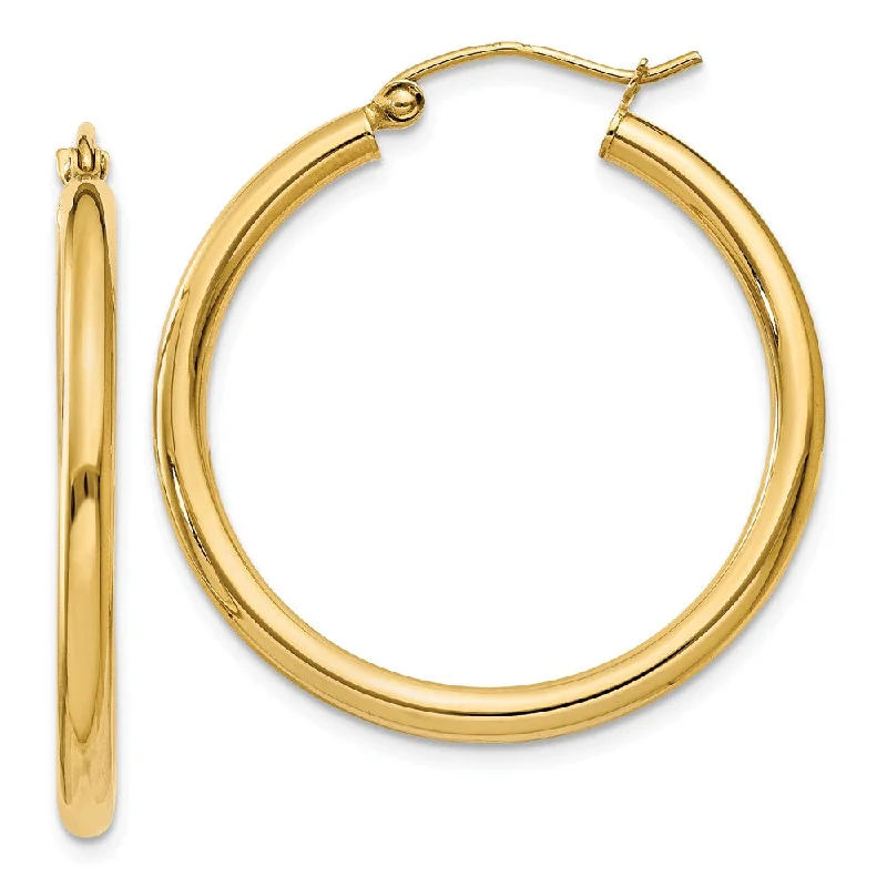 Full moon earrings-2.5mm, 14k Yellow Gold Classic Round Hoop Earrings, 30mm (1 1/8 Inch)