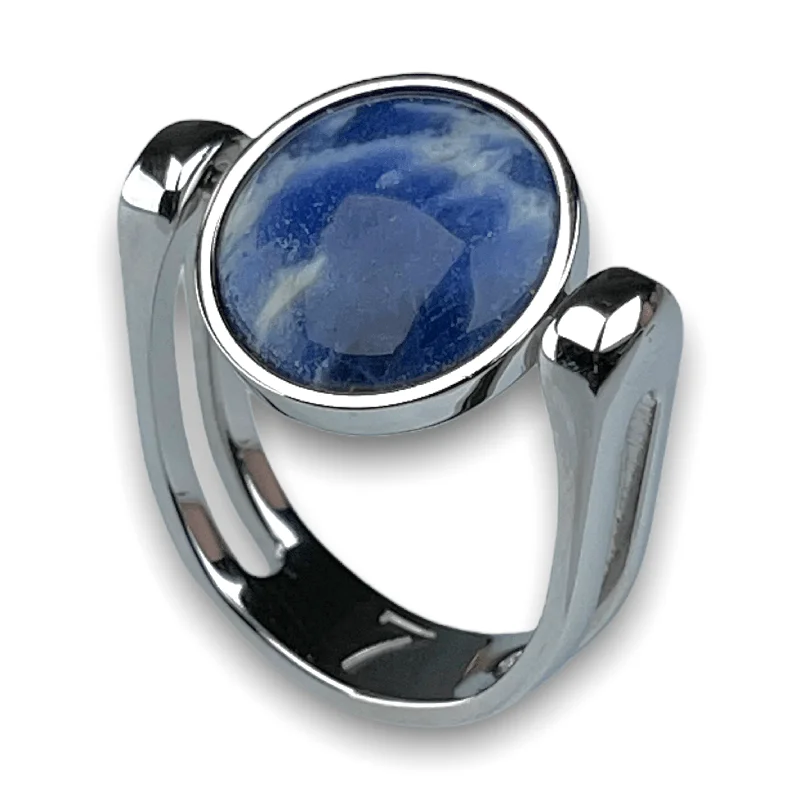 Hollowed band rings-Sodalite Crystal Fidget Ring