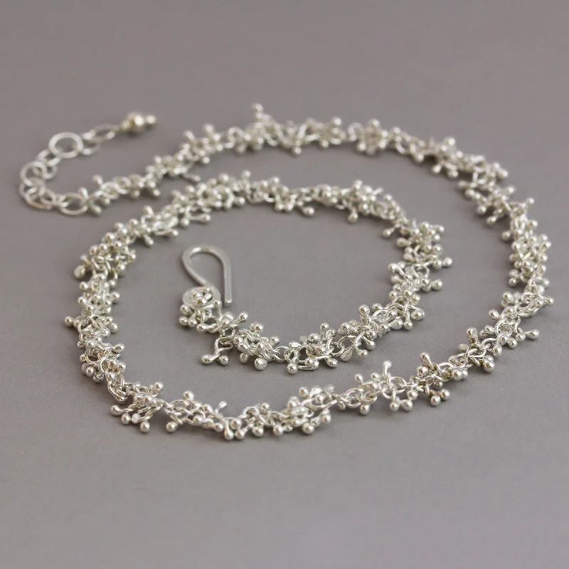 Gem-wrapped necklaces-Silver Sprout Chain Necklace