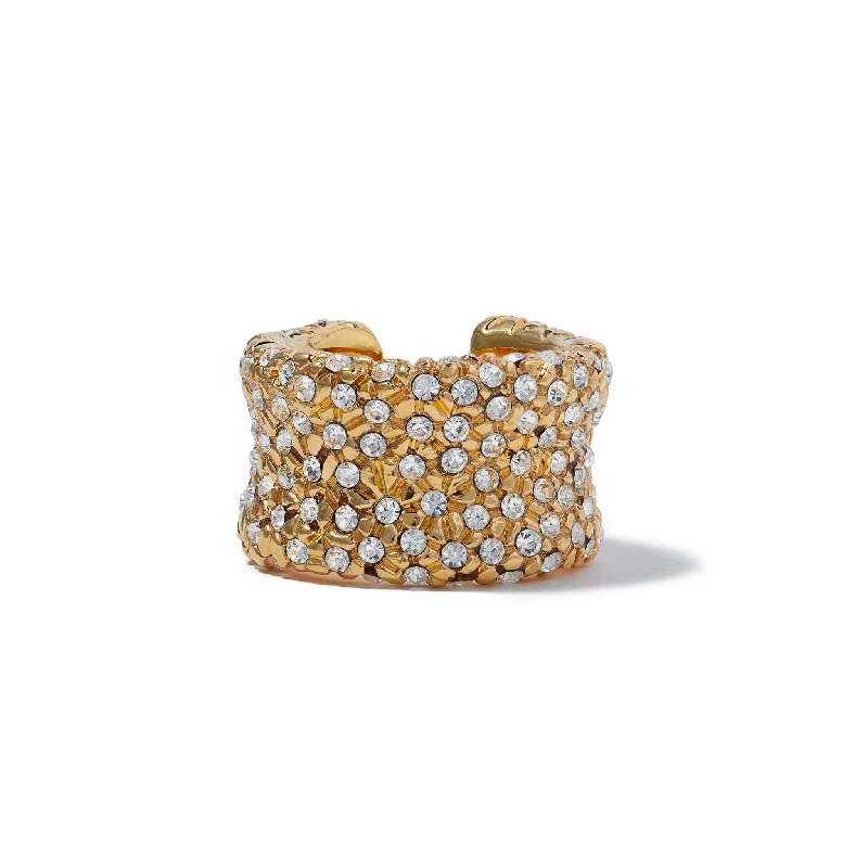 Broad geometric rings-Cigar Band Pave Ring in Gold