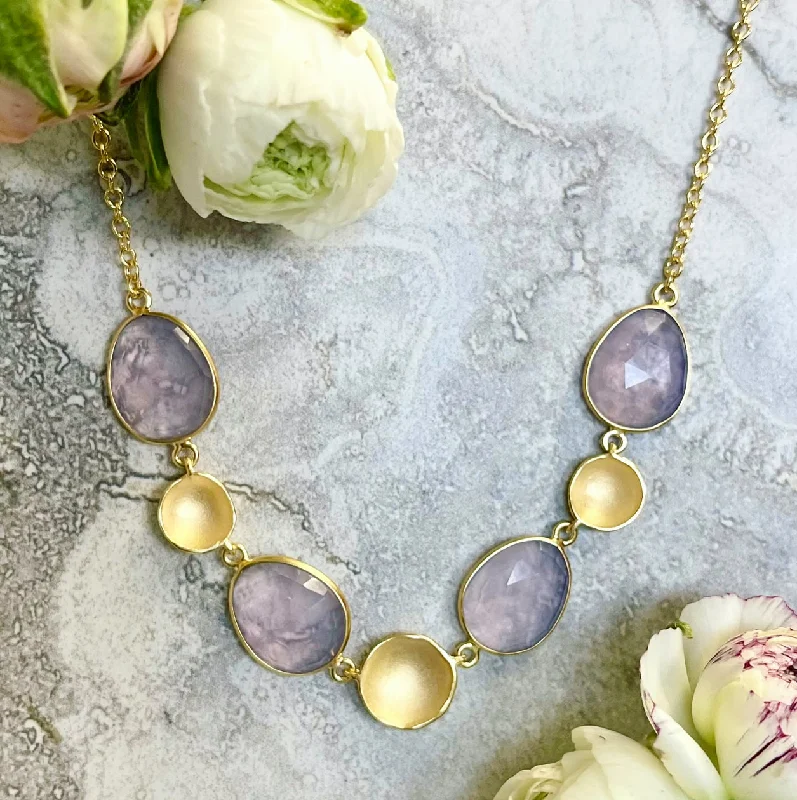 Curved design necklaces-Stepping Stone Lavender Quartz Necklace