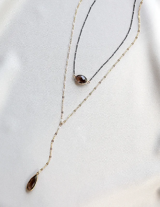 Diamond shape necklaces-Gem Lariat