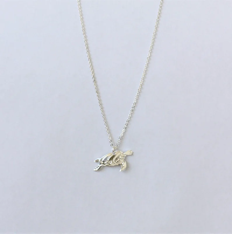 Bespoke initial necklaces-Turtle Swimming Necklace