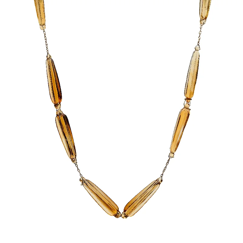 Tourmaline necklaces-TenThousandThings 18k Citrine Ancient Roman Stone Necklace- 16”