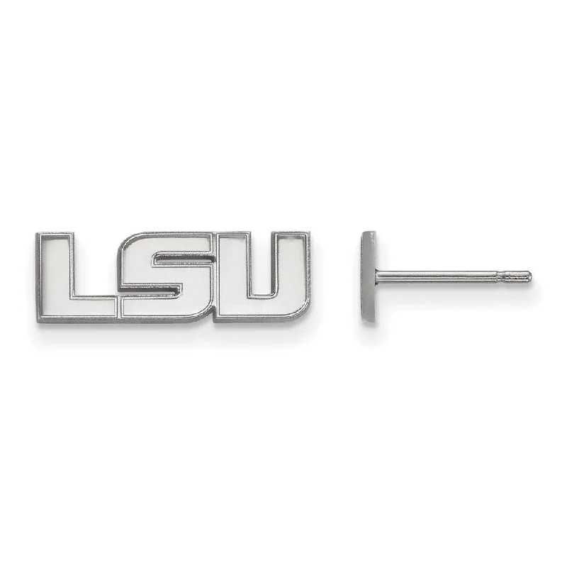 Quad-tier earrings-14k White Gold Louisiana State University XS 'LSU' Post Earrings