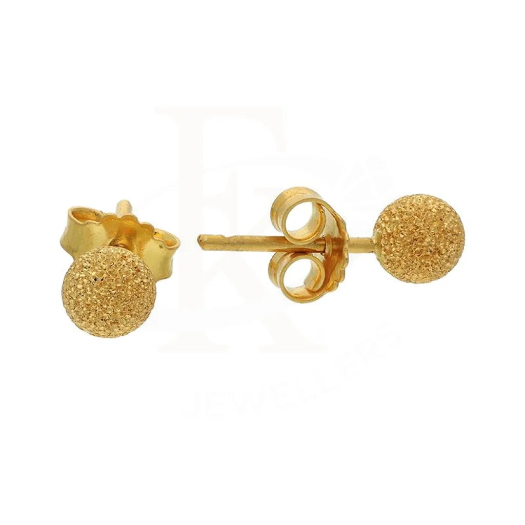 Shimmering stone earrings-Gold Ball Stud Earrings 21KT - FKJERN21K2428