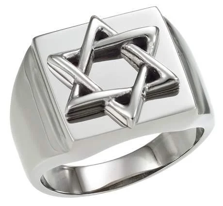 Wave theme rings-Overlap Star of David Stainless Steel Ring-17mm