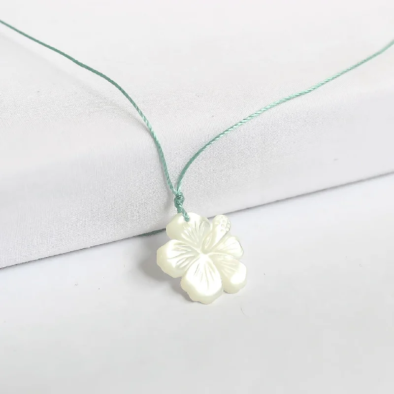 Stamped coin necklaces-Carved Hibiscus Necklace