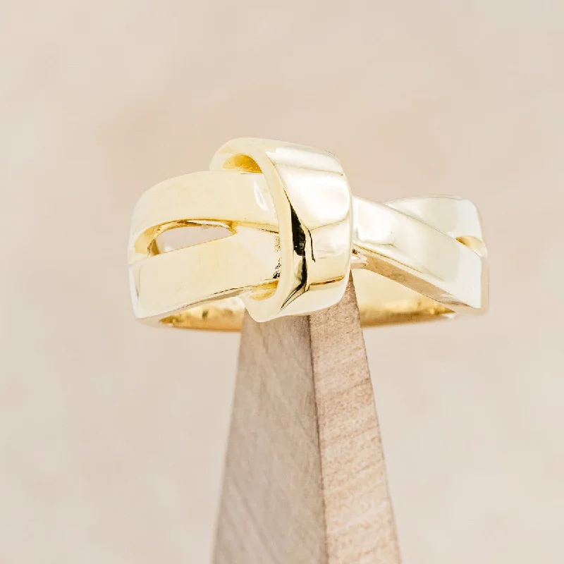 Amber inlay rings-14K SOLID GOLD KNOT RING