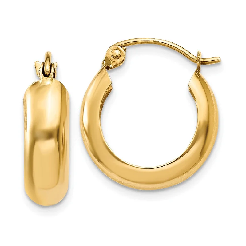 Aged silver earrings-4.75mm, 14k Yellow Gold Half Round Hoop Earrings, 12mm (7/16 Inch)