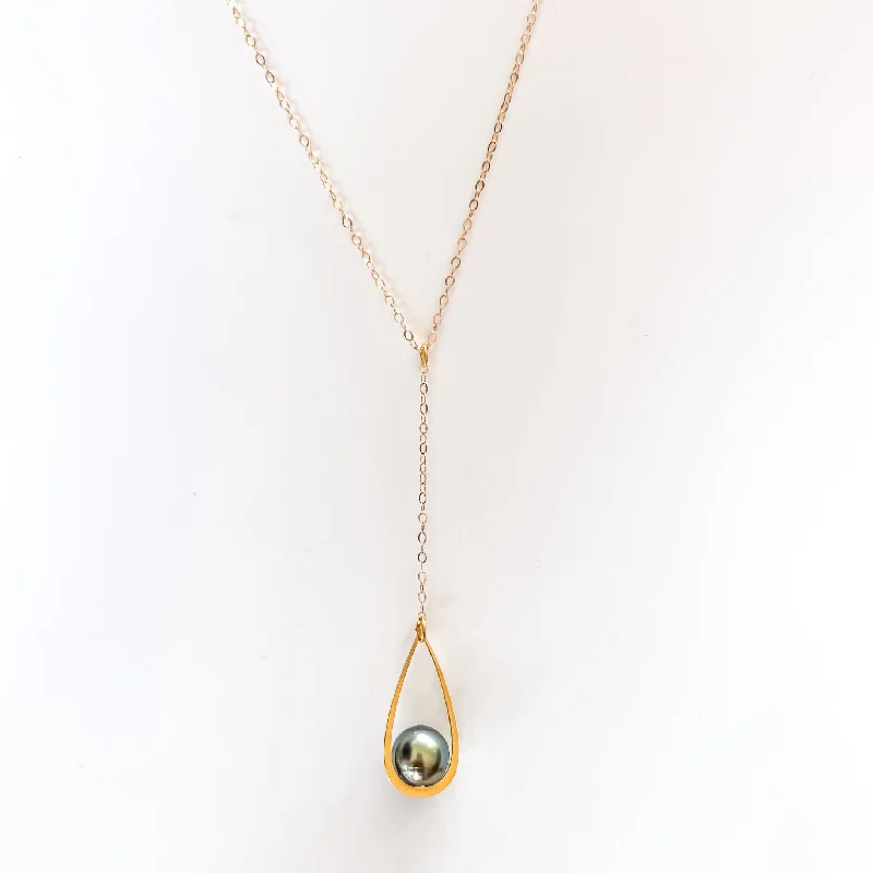 Rope weave necklaces-Tahitian Pearl Teardrop Necklace