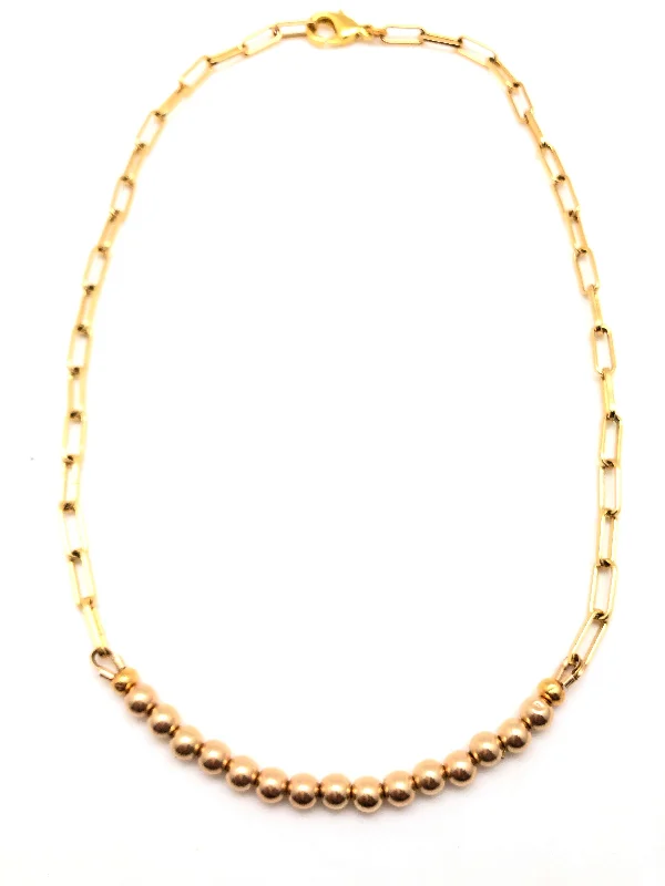 Glossy velvet necklaces-Gold Filled Ball Layering Necklace