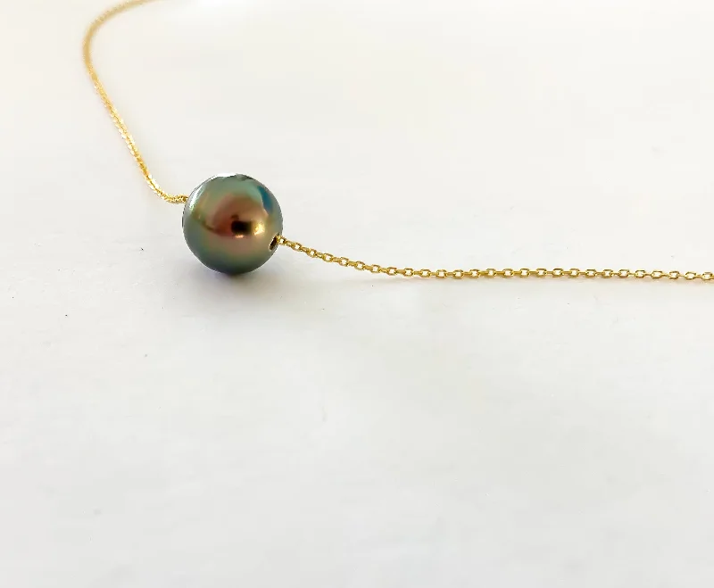 Star sign necklaces-Tahitian Pearl Float Necklace