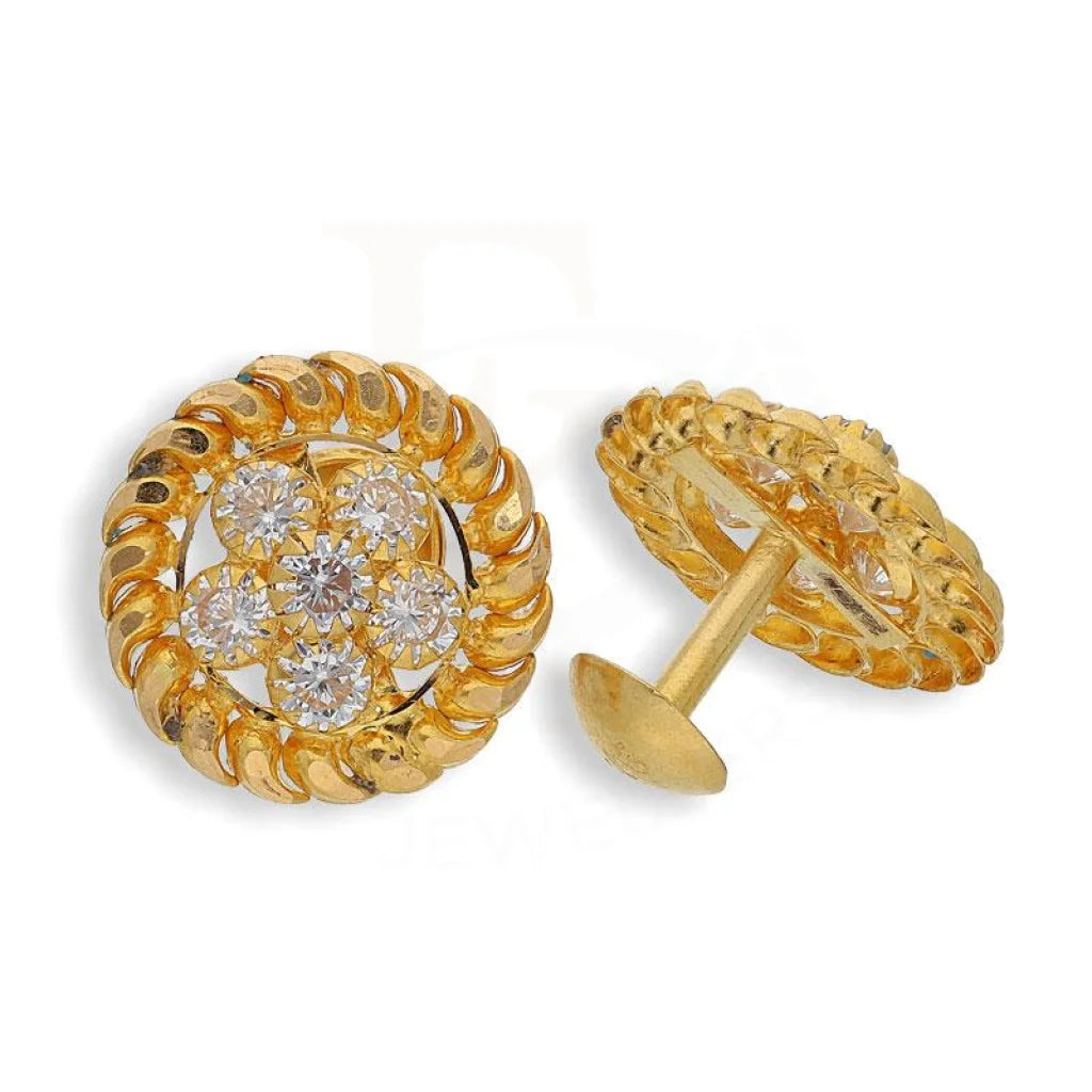 Glowing star earrings-Gold Round Shaped Earrings 22KT - FKJERN22K2066