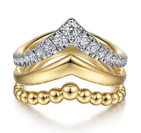 Stretch open rings-14 Karat Yellow Women's Diamond Fashion Ring