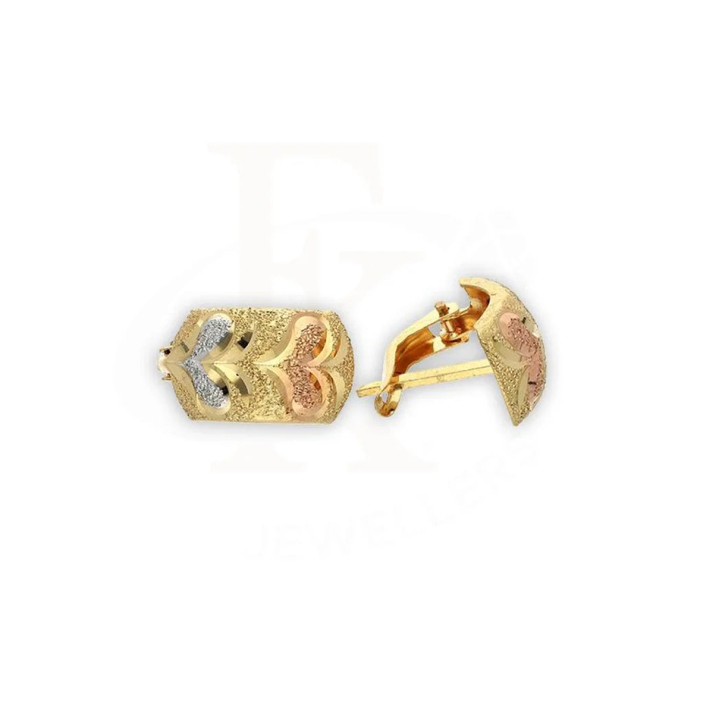 Shining crystal earrings-Gold Tri-Tone Clip Earrings 18KT - FKJERN18K2302