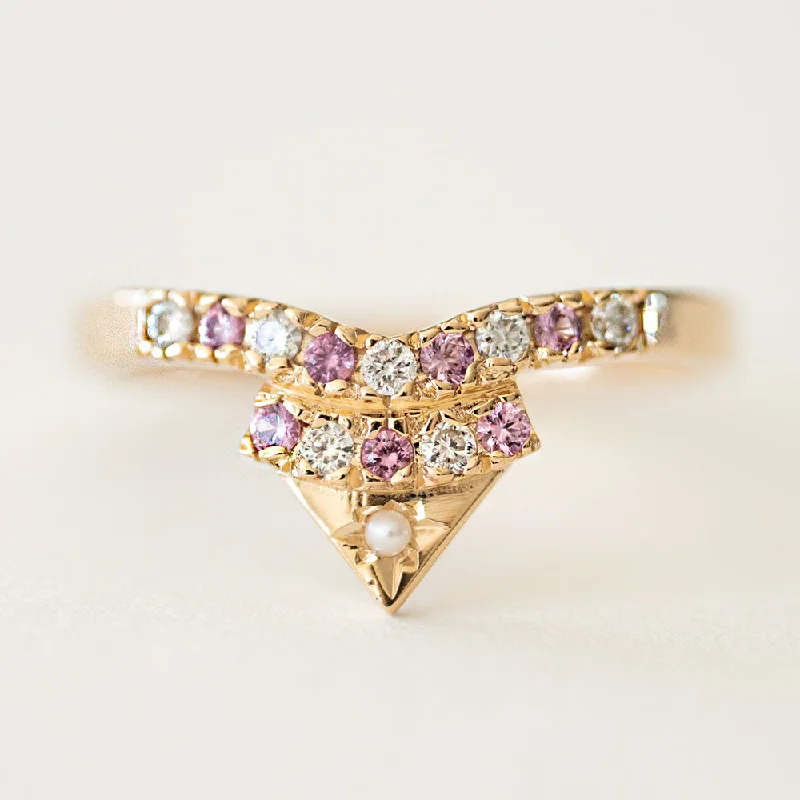 Broad geometric rings-Venus Pearl Ring