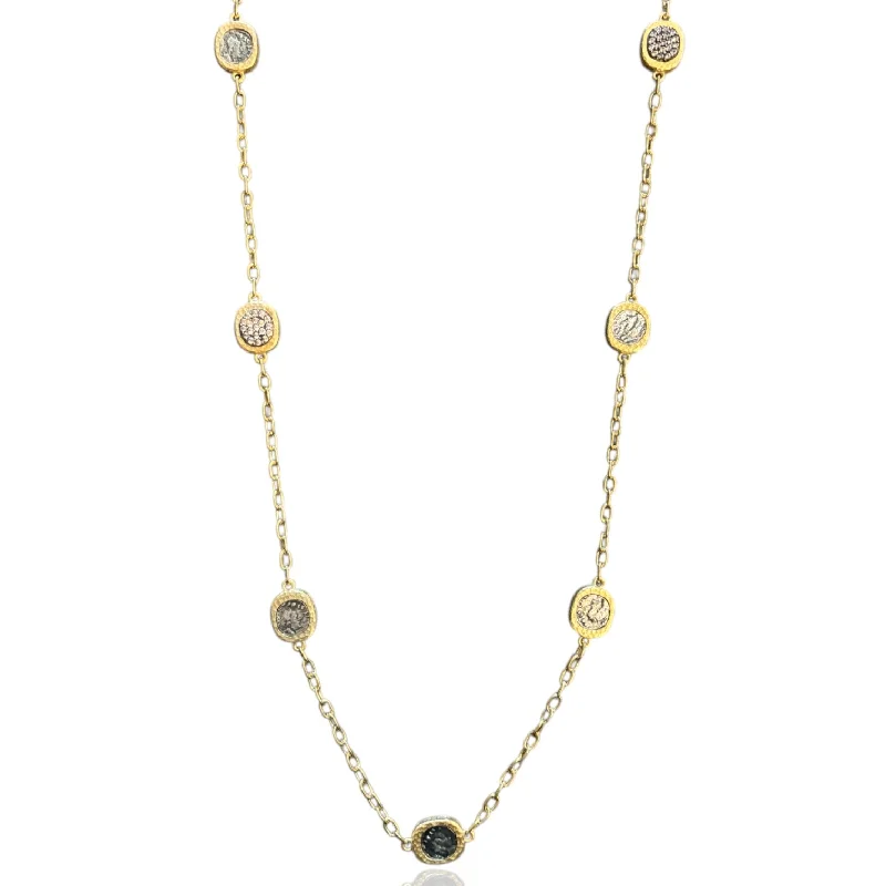 Tiger eye necklaces-GOLD PAVIA STATION NECKLACE