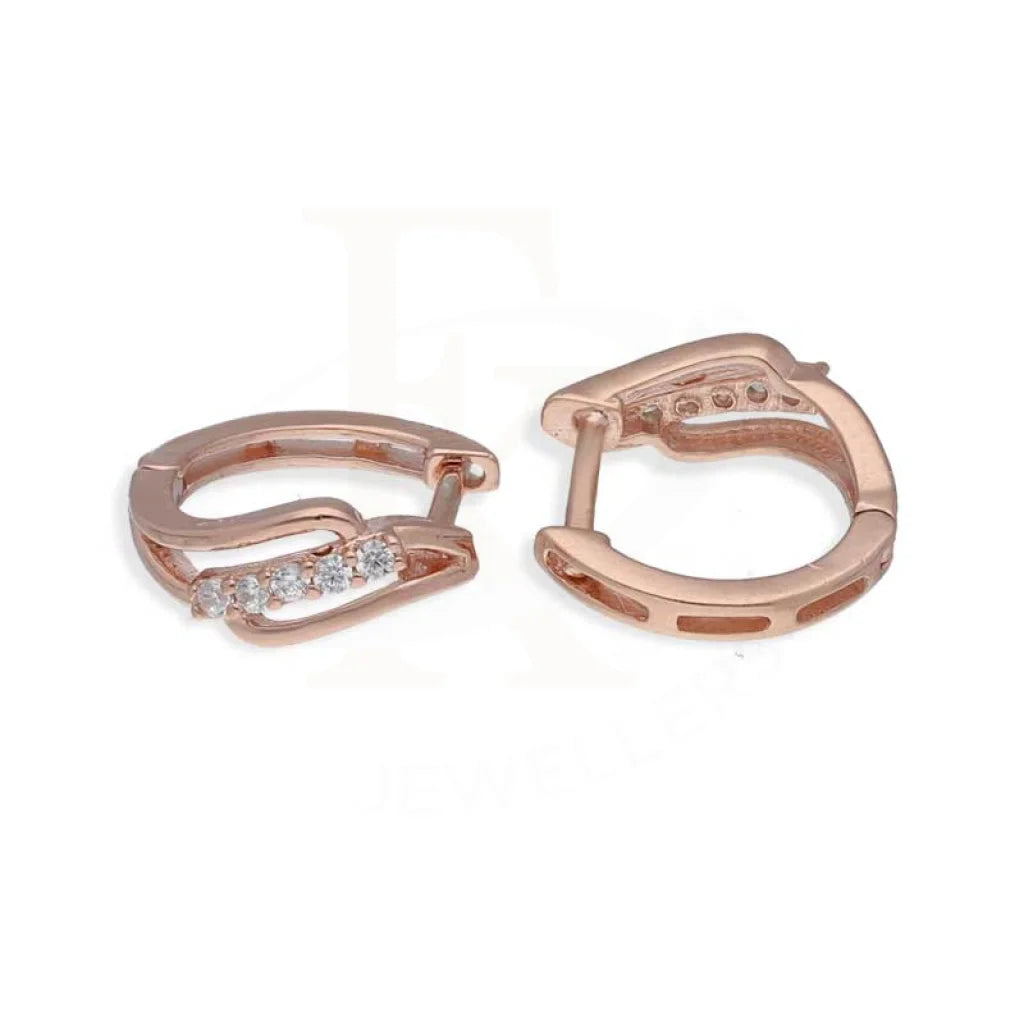 Braided bead earrings-Sterling Silver 925 Rose Gold Plated Clip On Hoop Earrings - FKJERNSL2873