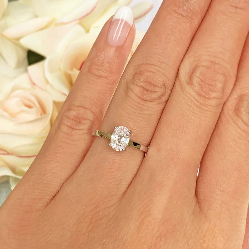 Regency style rings-3/4 ct Oval Solitaire Ring - 50% Final Sale