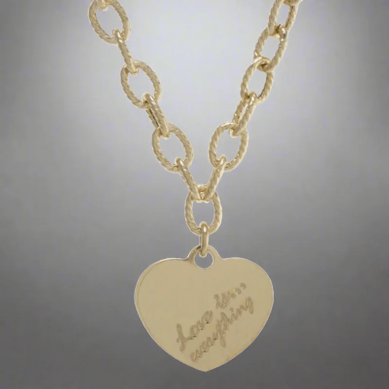 Citrine drop necklaces-YGP Sterling Link "Love is Everything" on Heart Necklace