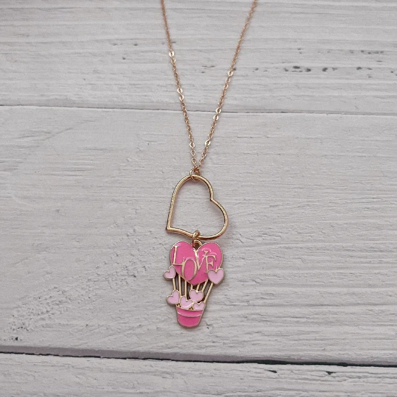 Box clasp necklaces-Up and Away Necklace - Pink