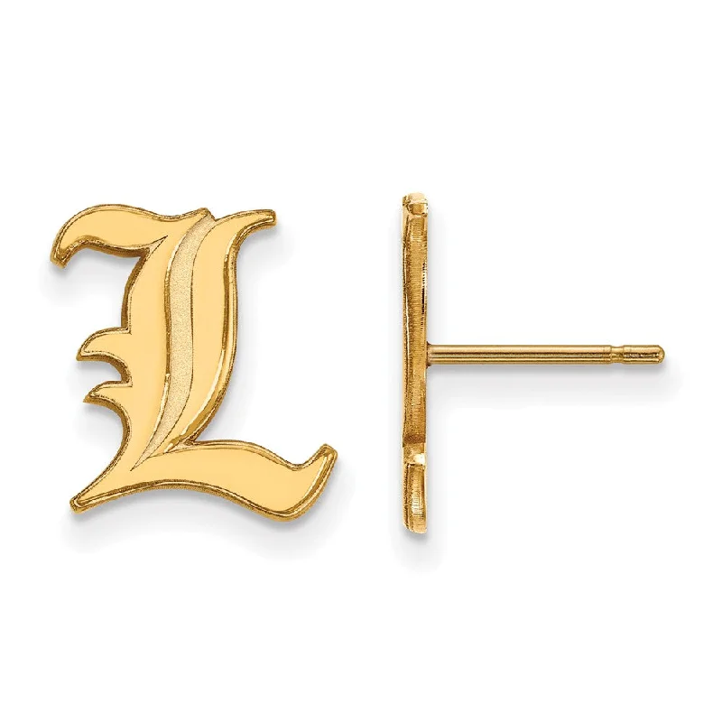 Etched texture earrings-14k Yellow Gold University of Louisville Sm Initial L Post Earrings