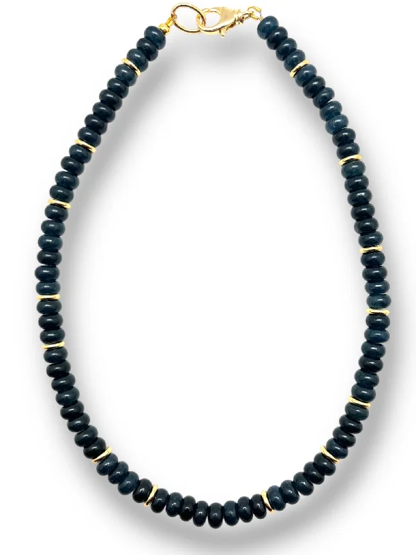 Swinging gem necklaces-Navy Jade Necklace