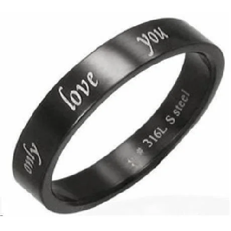 Heritage lock rings-Black Stainless Steel "Only Love You" Ring