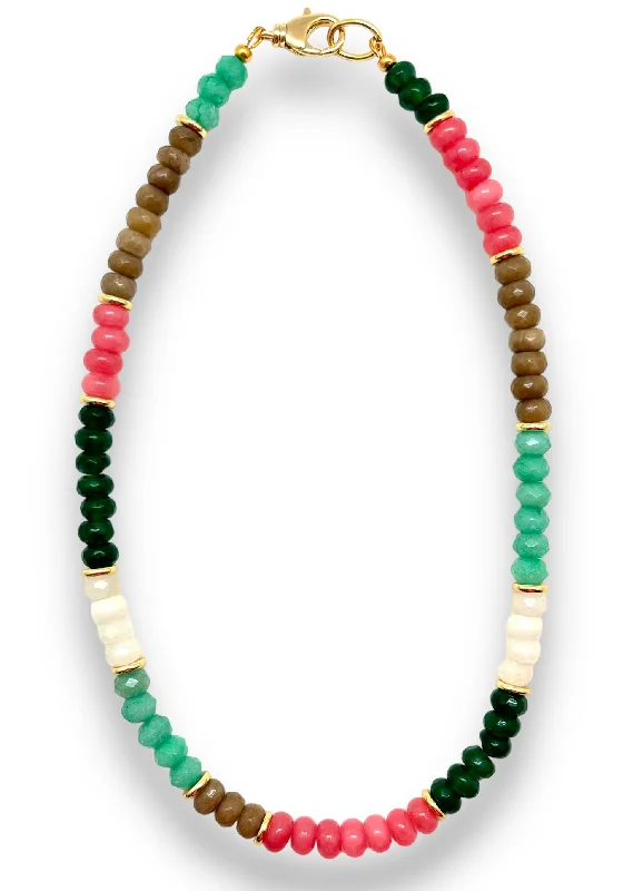 Clear bead necklaces-Multicolored Jade Beaded Necklace