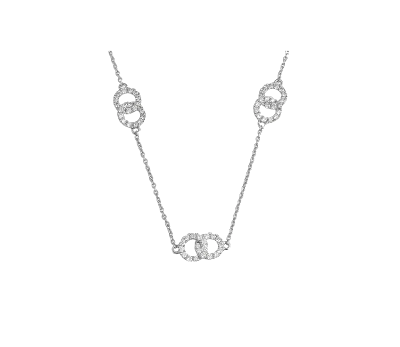 Eclectic charm necklaces-Diamond Pave Interlocking Ring Necklace