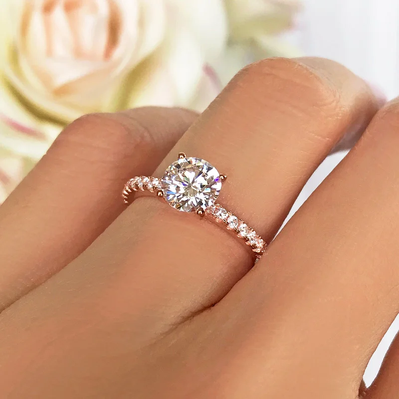 Coiled wire rings-1.25 ctw Round Accented Ring - Rose GP, 60% Final Sale