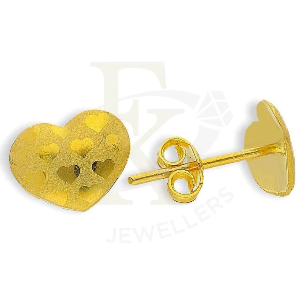 Regency style earrings-Gold Stud Heart Earrings 18KT - FKJERN18K2581